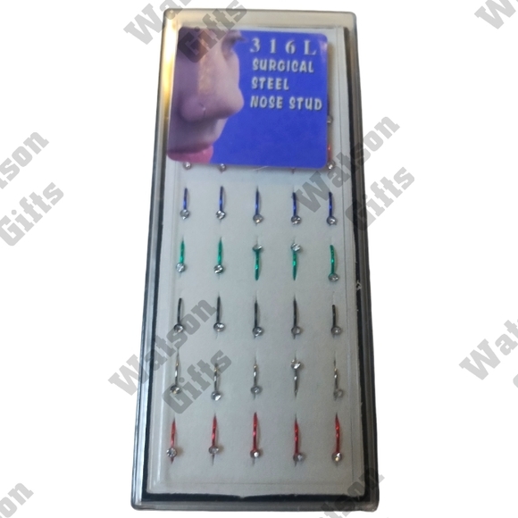 316L Surgical Steel Noserings CZ Mixed Colors 40 - Picture 1 of 1